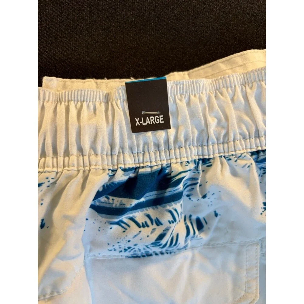 Men’s Blue Palm Tree Swim Trunks Board Shorts Tropical Beach Size XL NEW